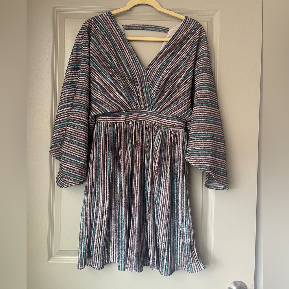 Harlyn Metallic Striped Cocktail Dress In Multicolor Shimmer
